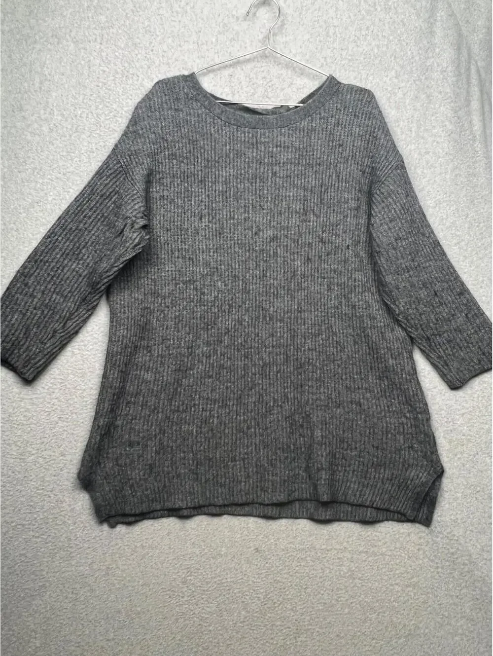 J Crew Alpaca Wool Tunic Shift Sweater Dress Ribbed Womens M Simple Modern